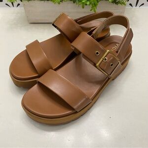 Vionic Torrance Platform Lug Orthotic Leather Brown Sandal- Size 9